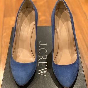 J Crew Blue Suede heels pumps 7M